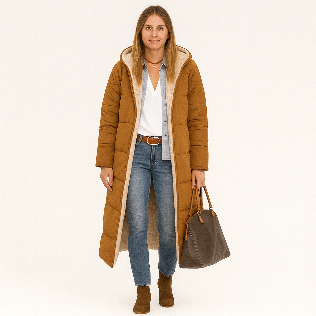 Amara | Women's Reversible Winter Coat with Fluffy Hood
