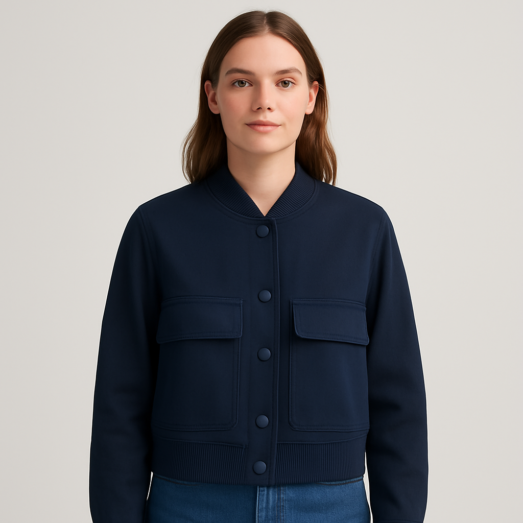 Women's Soft Beige Bomber Jacket - Casual and Comfortable Look