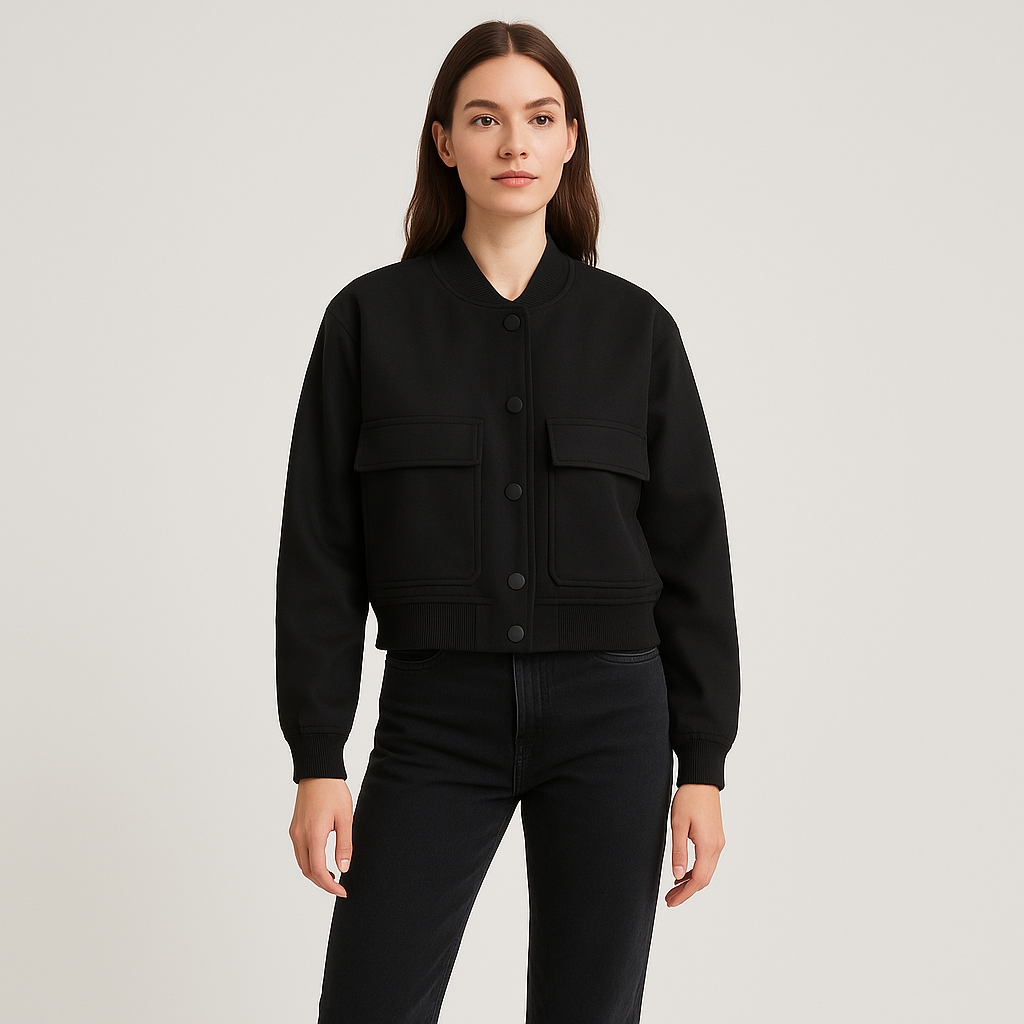 レディース ソフトベージュ ボンバージャケット - カジュアルで快適なルックス