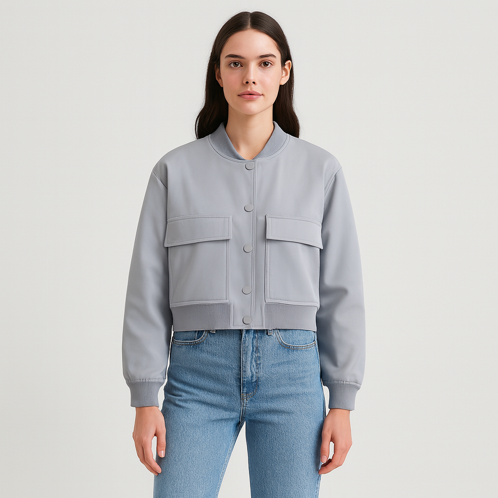 レディース ソフトベージュ ボンバージャケット - カジュアルで快適なルックス