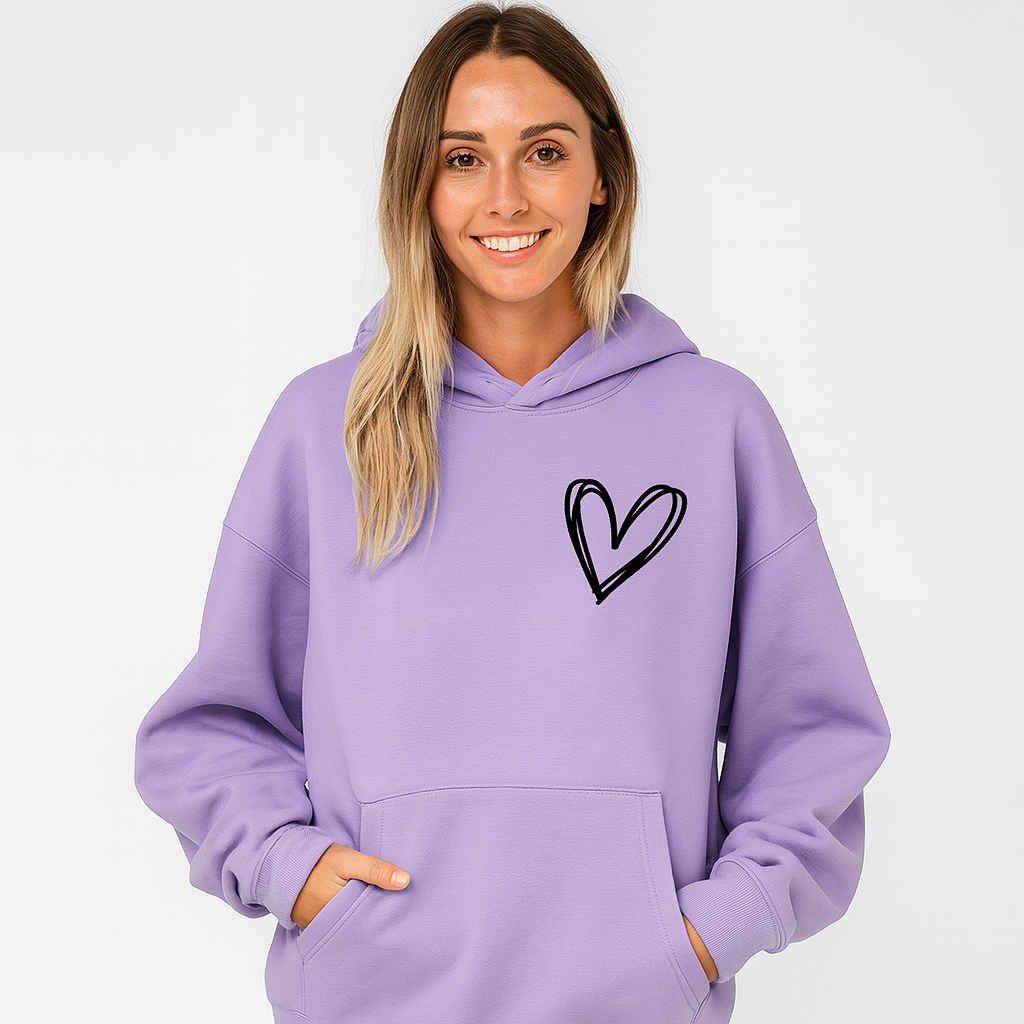 Heart Print Hoodie - Soft Cotton Blend - Stylish and Comfortable