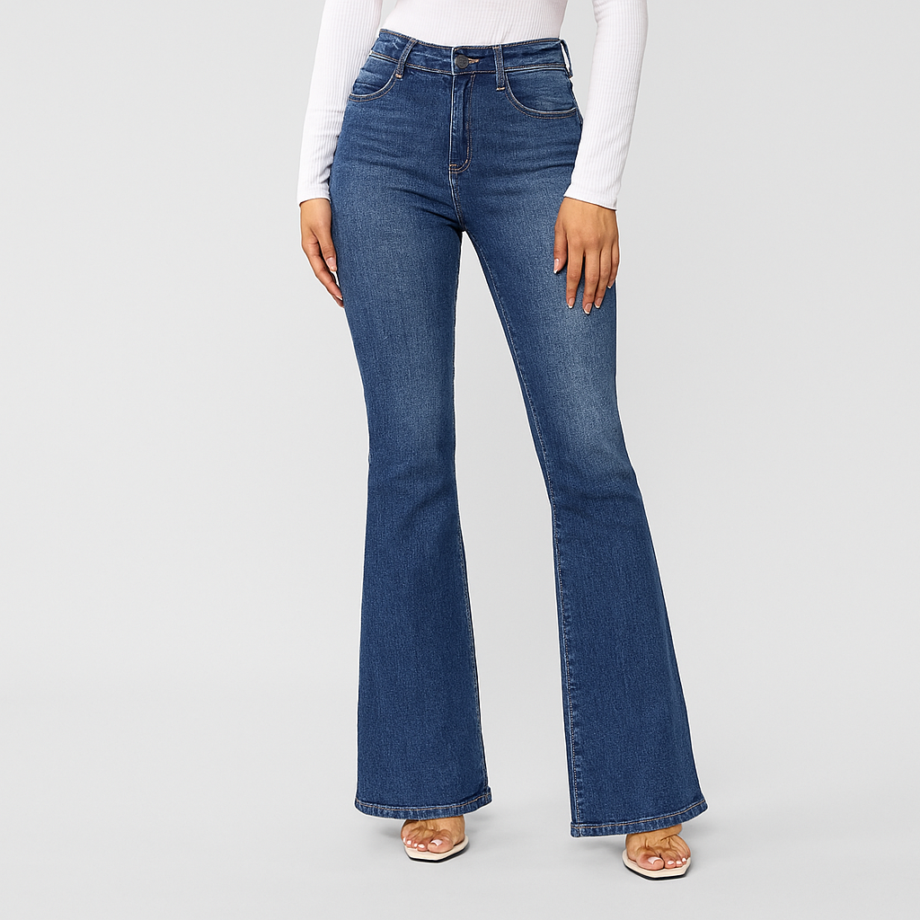 Louisa – Women's High-Waisted Flared Jeans – Preppy Style with a Vintage Influence