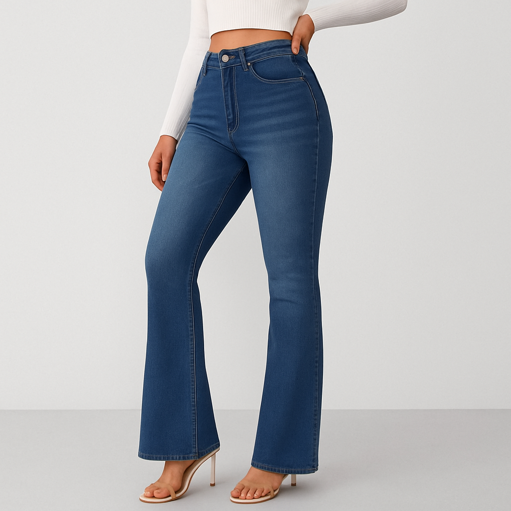 Louisa – Women's High-Waisted Flared Jeans – Preppy Style with a Vintage Influence
