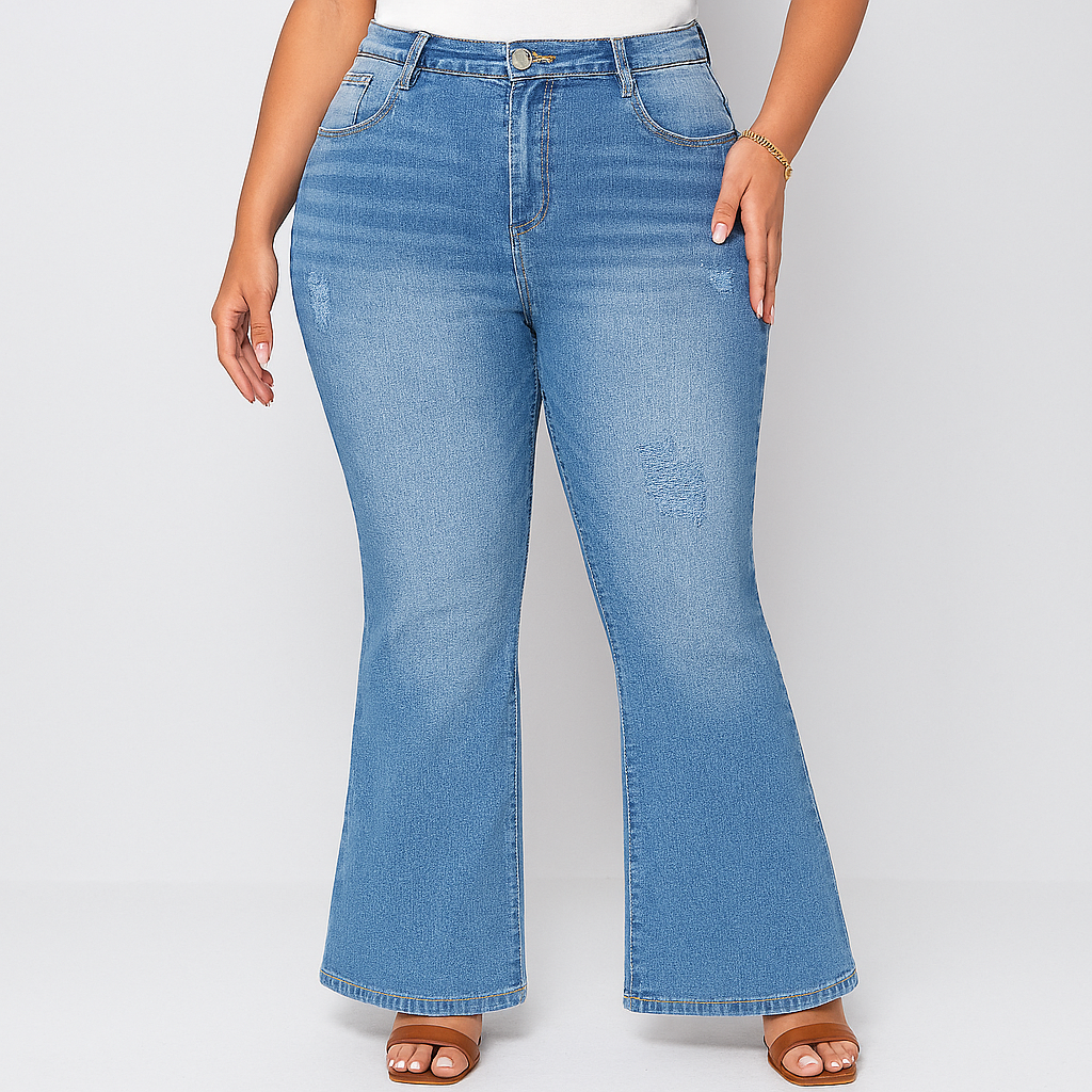 Marie – Women's High-Waisted Flared Jeans – Classic Fit Stretch Denim