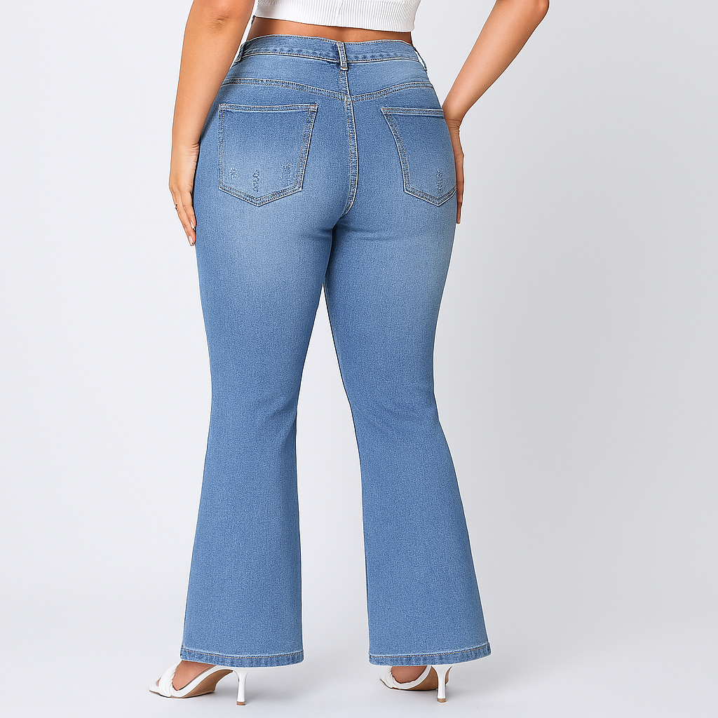 Marie – Women's High-Waisted Flared Jeans – Classic Fit Stretch Denim