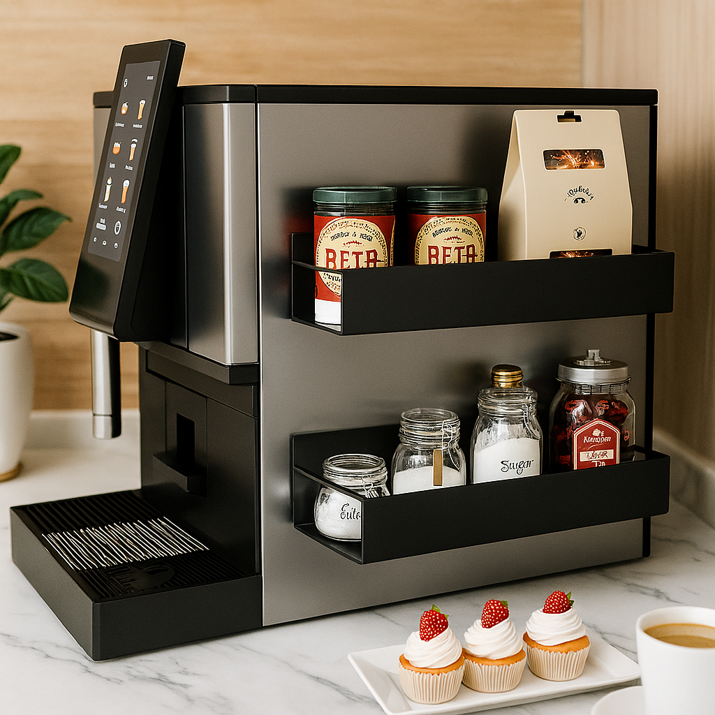 Magnetic side shelf - black metal, attaches to the wall without drilling holes in your refrigerator or washing machine