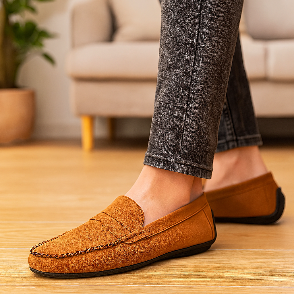Milano Men's Leather Loafers – Classic Slippers with Non-Slip Soles