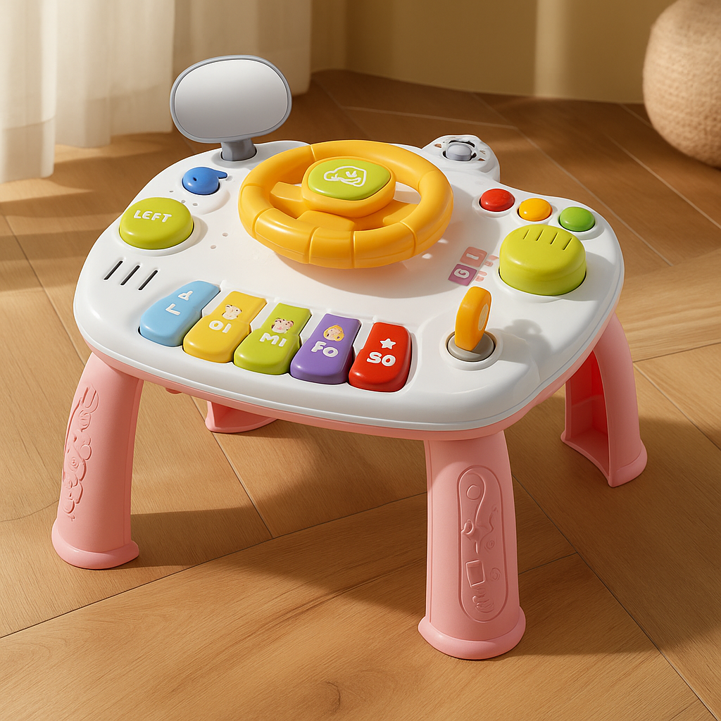 ステアリング機能付きインタラクティブ音楽玩具 - 光と音を備えた幼児学習テーブル