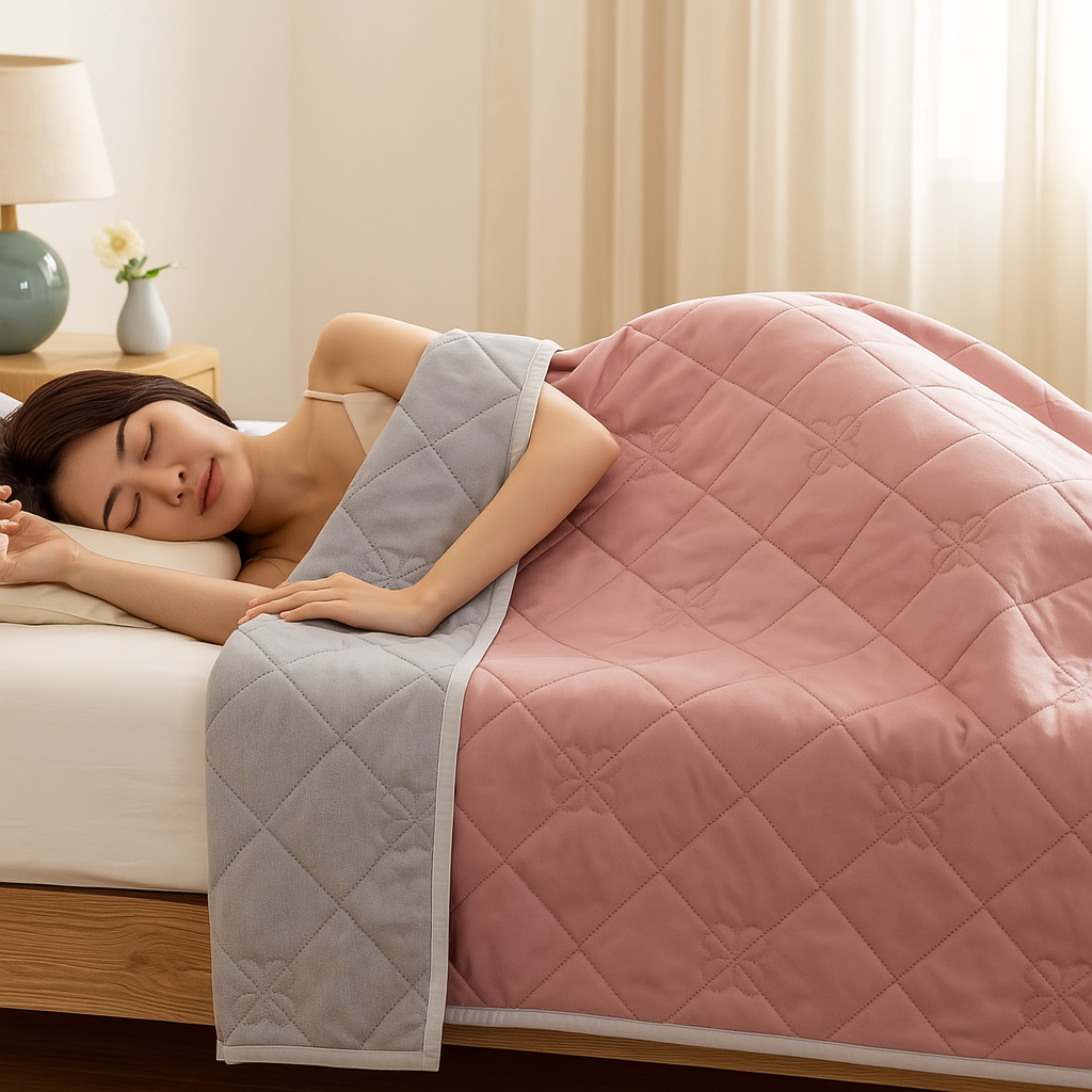 Large cooling blanket for those who sweat while sleeping - double-sided, soft and lightweight
