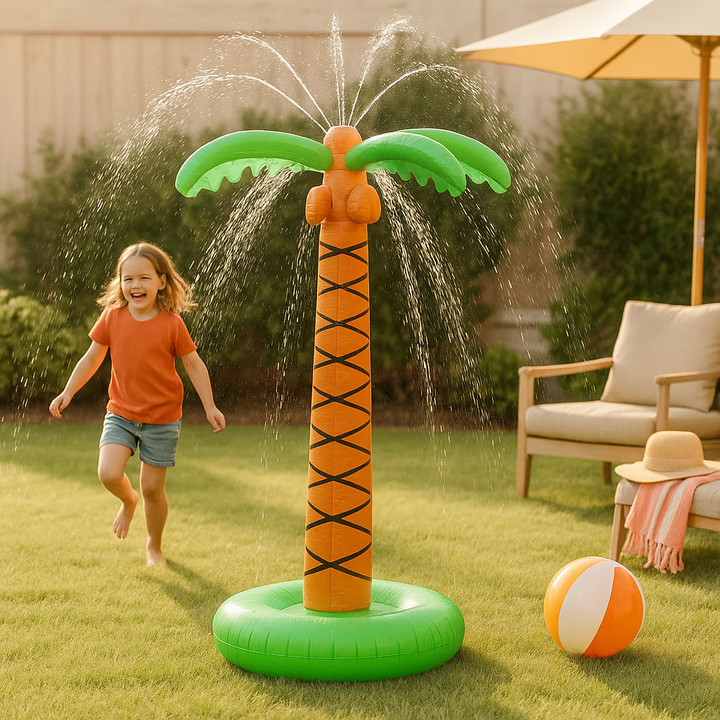 Inflatable Garden Sprinkler - Wooden Water Toy