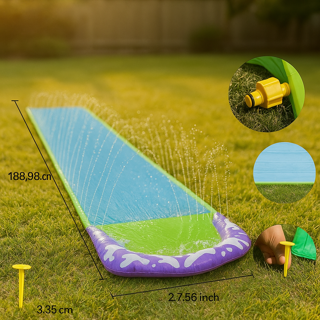 巨大なインフレータブルウォータースライド(5.0 m) - 幅73.66 cm - 子供と大人向け