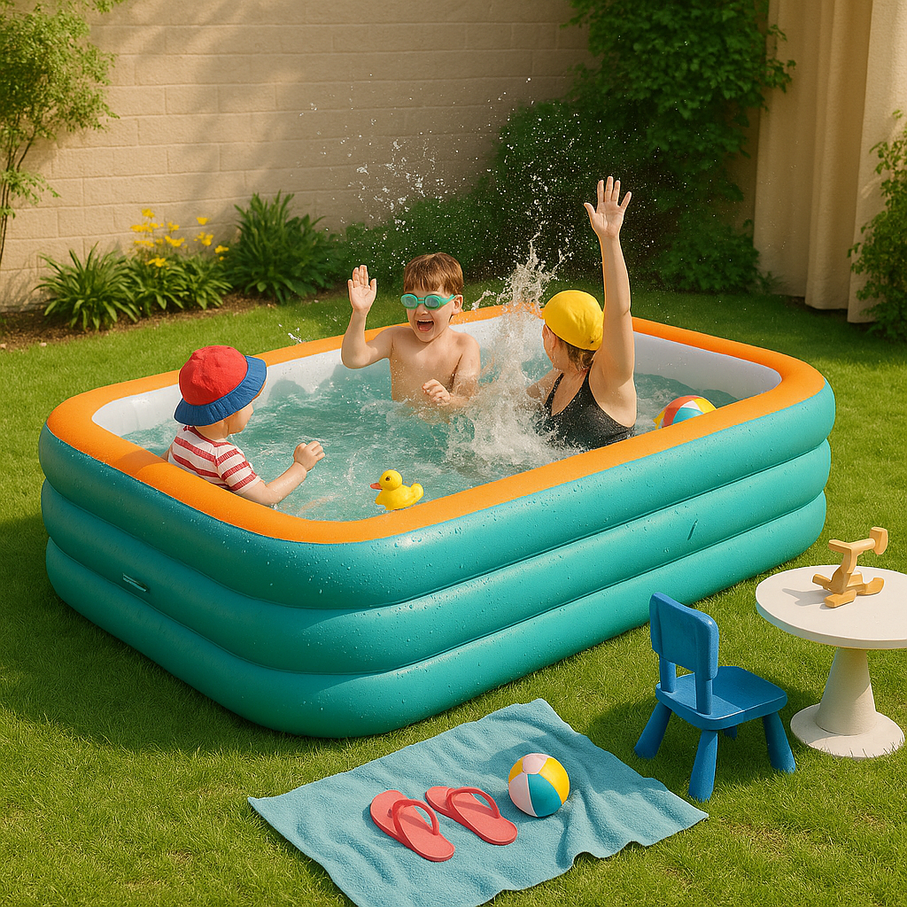 Large Inflatable Family Pool - Heavy-Duty Inflatable Garden Pool for Summer Fun