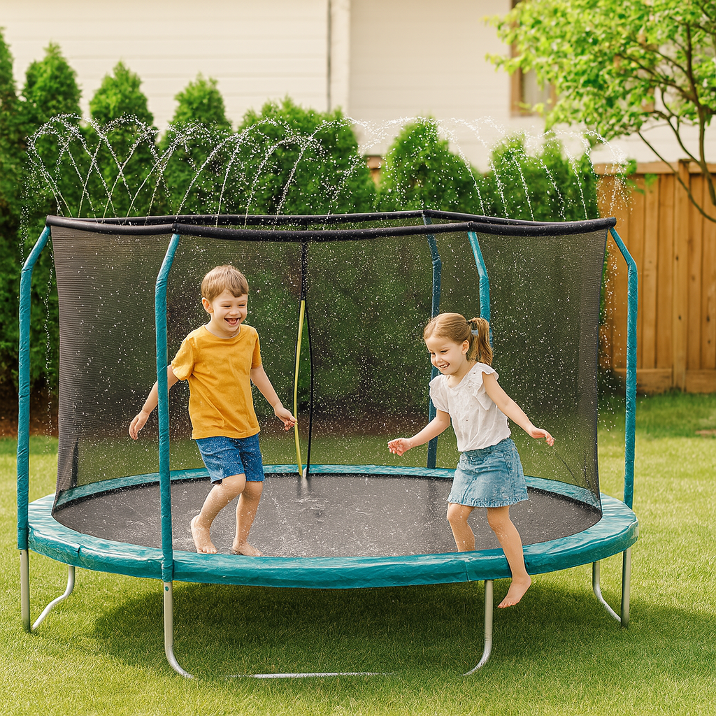 Universal Trampoline Sprinkler System - Black PVC Hose with Spray, Perfect for Outdoor Cooling or Backyard Play