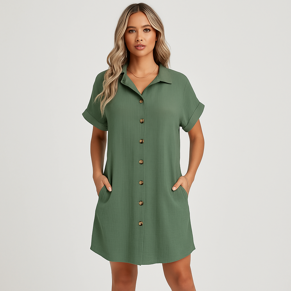 女性用カジュアルシャツドレス - ゆったりとしたフィット感、スタイリッシュなデイリールック