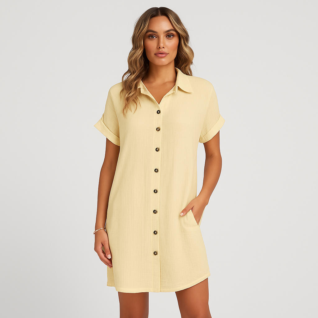 女性用カジュアルシャツドレス - ゆったりとしたフィット感、スタイリッシュなデイリールック