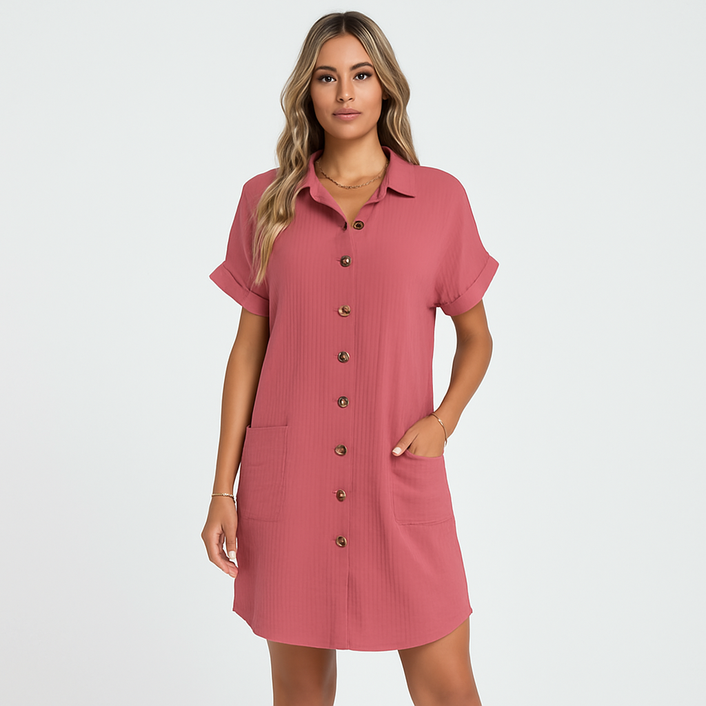 女性用カジュアルシャツドレス - ゆったりとしたフィット感、スタイリッシュなデイリールック