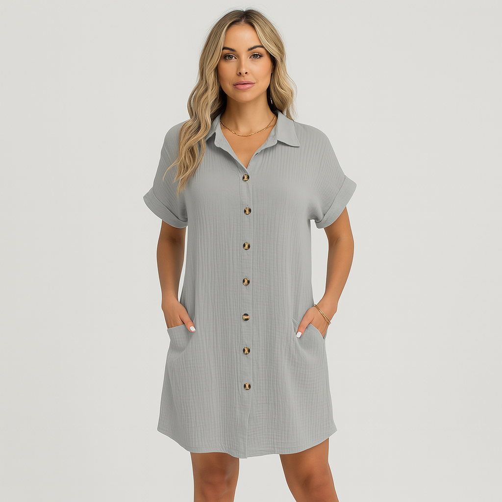 女性用カジュアルシャツドレス - ゆったりとしたフィット感、スタイリッシュなデイリールック