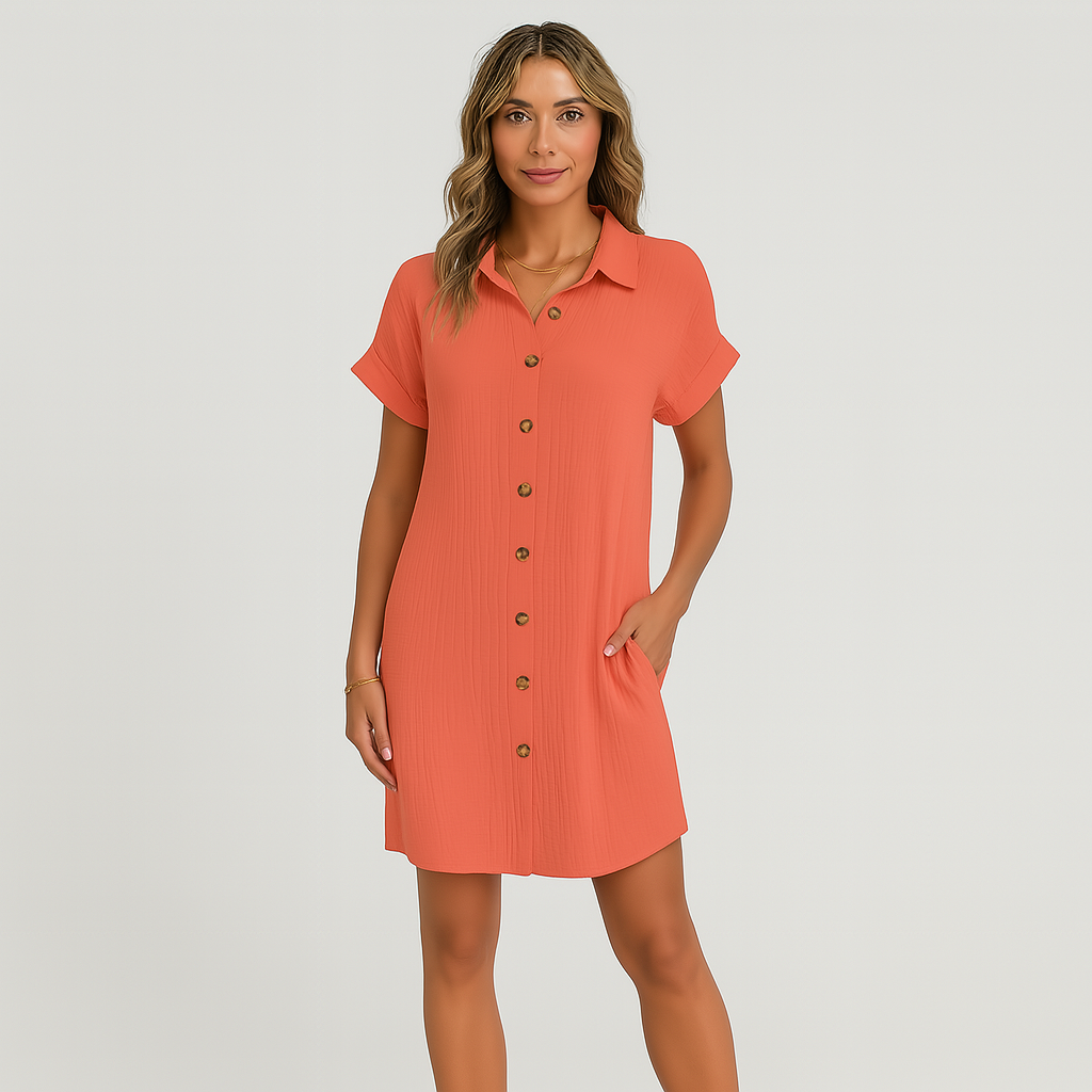 女性用カジュアルシャツドレス - ゆったりとしたフィット感、スタイリッシュなデイリールック