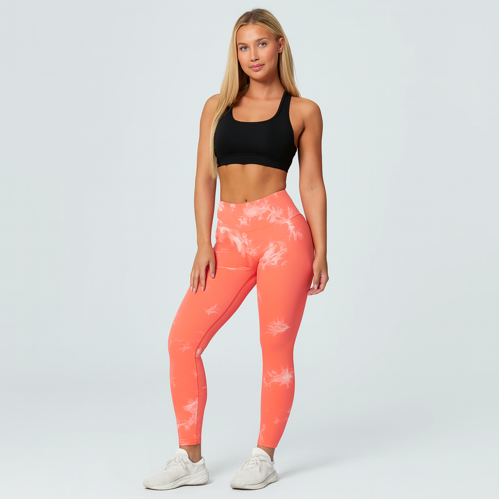 Elegant Marble Tie-Dye Yoga Leggings - Stylish and Sporty Activewear for Women