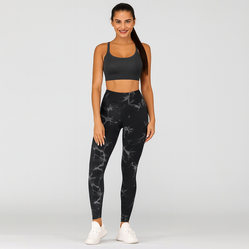 Elegant Marble Tie-Dye Yoga Leggings - Stylish and Sporty Activewear for Women
