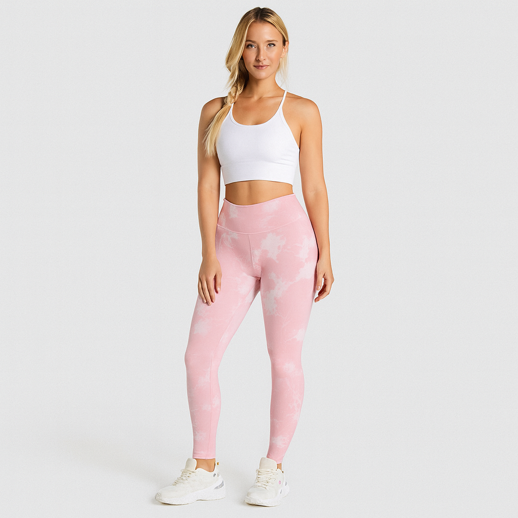 Elegant Marble Tie-Dye Yoga Leggings - Stylish and Sporty Activewear for Women