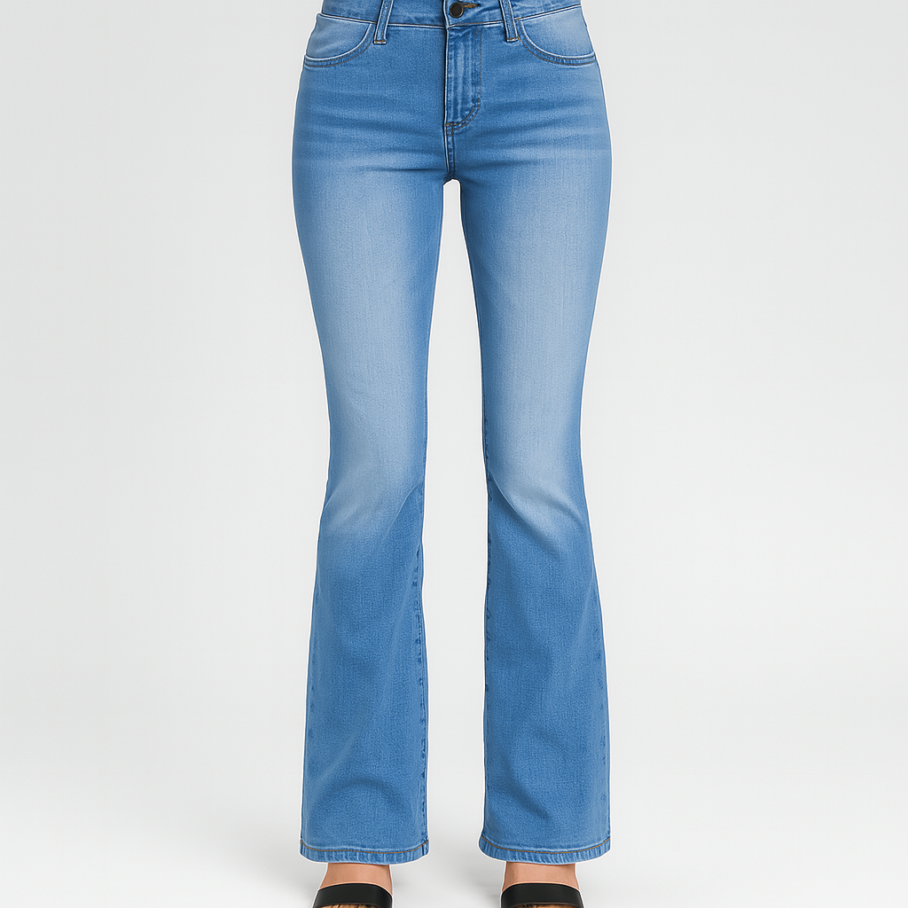 Sofia – Women's Low-Waist Bootcut Flare Jeans in Solid Stretch Denim