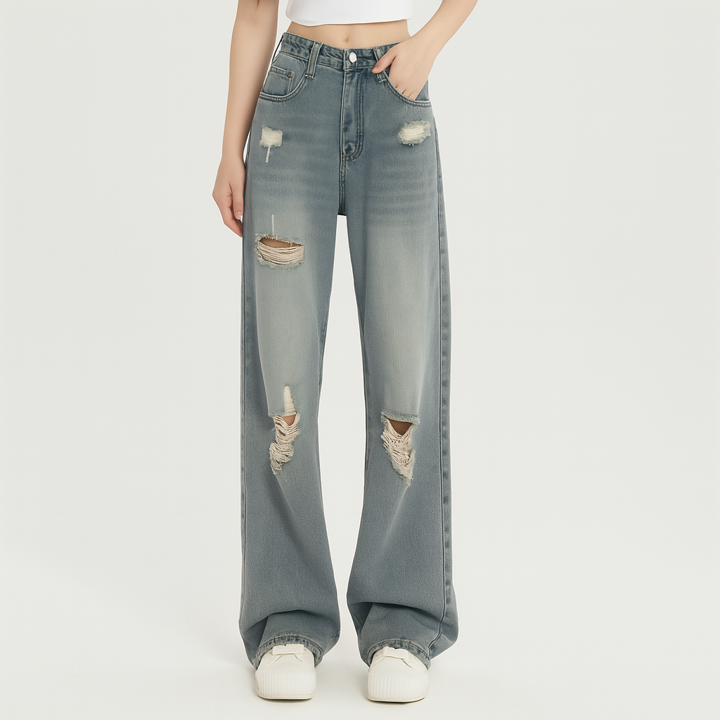 Kenza Women's High-Waist Wide-Leg Jeans - Relaxed Fit, Slimming American Style
