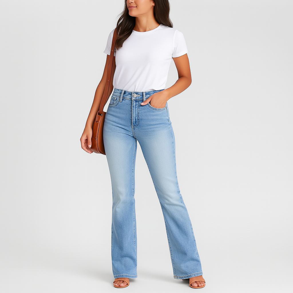 Jane – Women's Stretch Wide Flare Jeans – Comfort Fit Denim