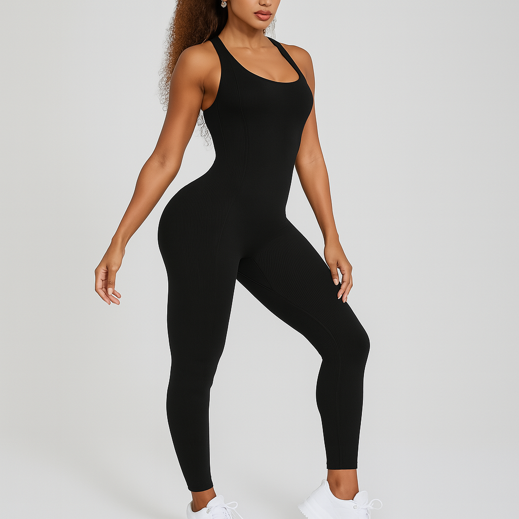 Bella – Women's yoga and Pilates jumpsuit with a stretchy, backless design