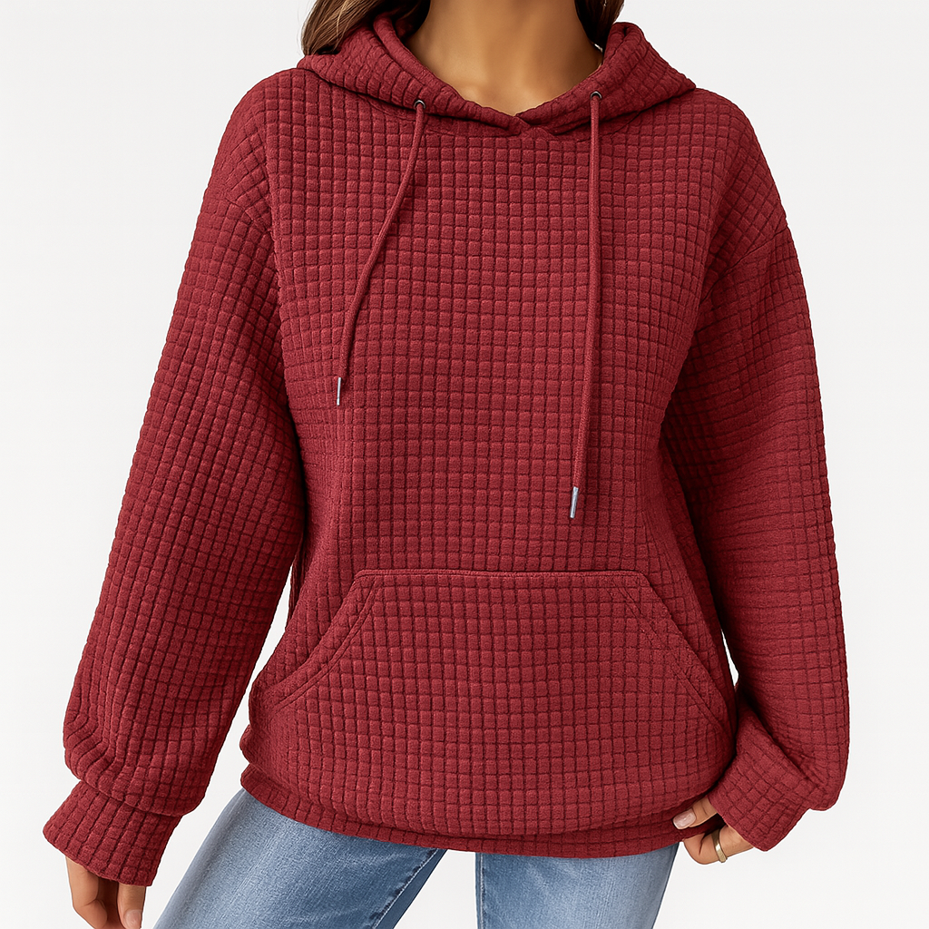 Plus Size Hoodie - Structured knit with drawstring and relaxed fit