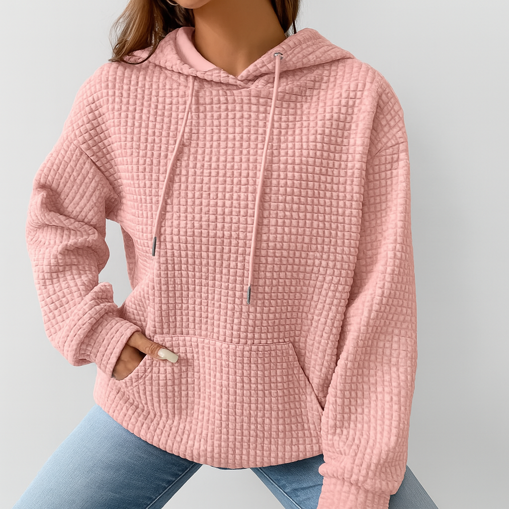 Plus Size Hoodie - Structured knit with drawstring and relaxed fit