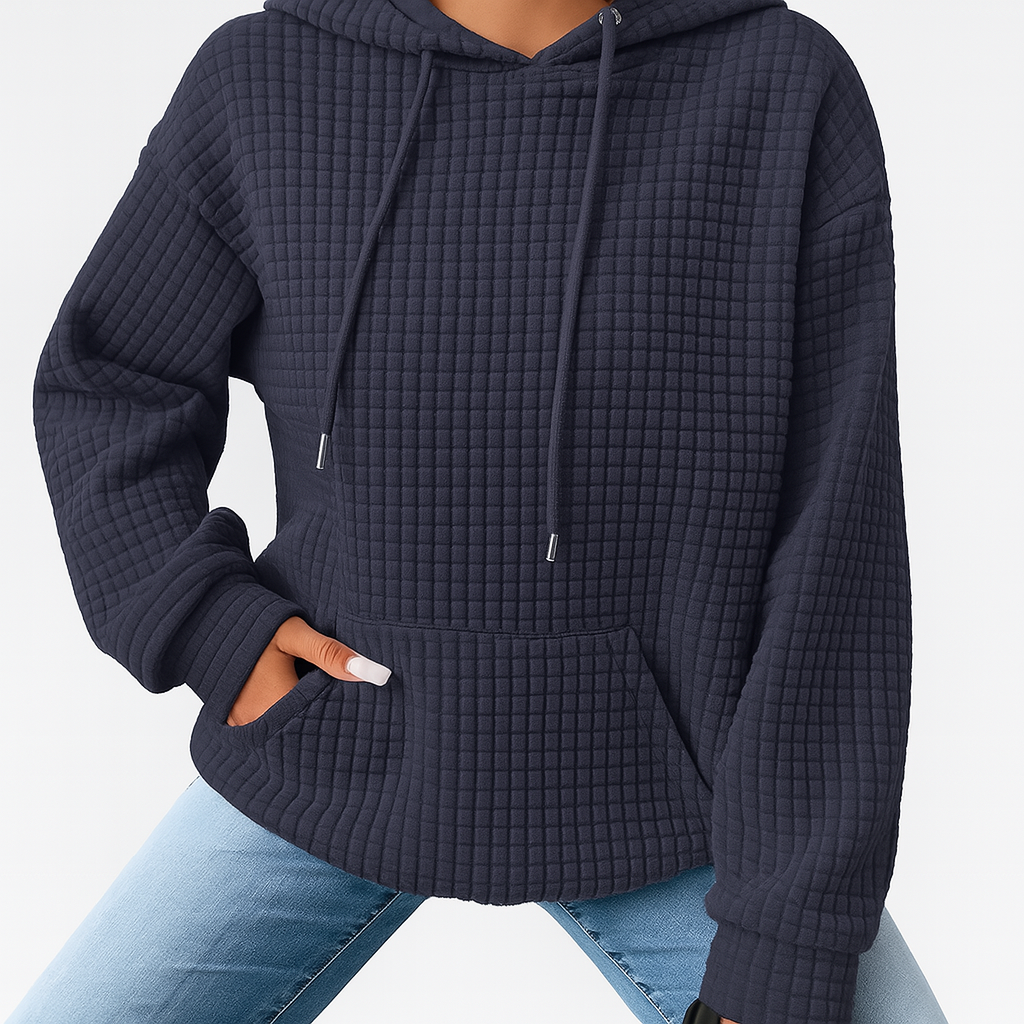 Plus Size Hoodie - Structured knit with drawstring and relaxed fit