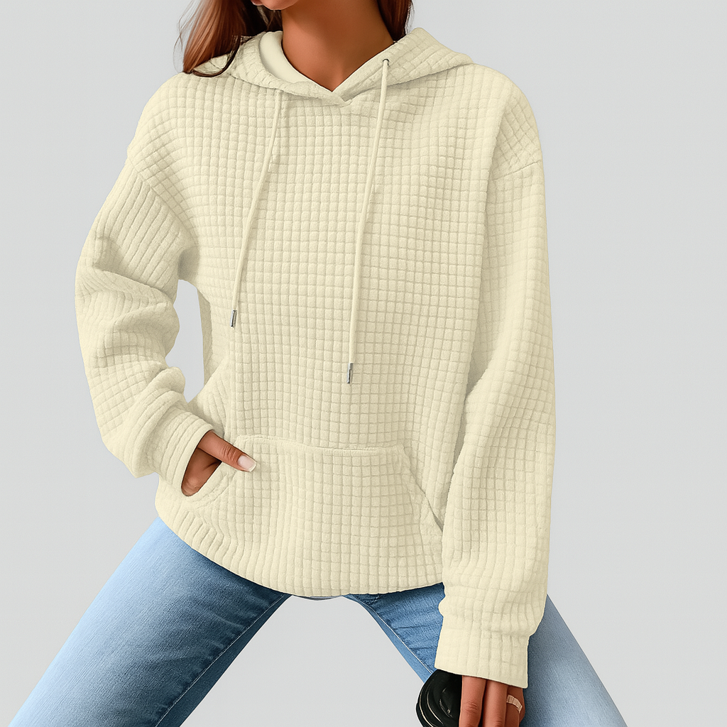 Plus Size Hoodie - Structured knit with drawstring and relaxed fit