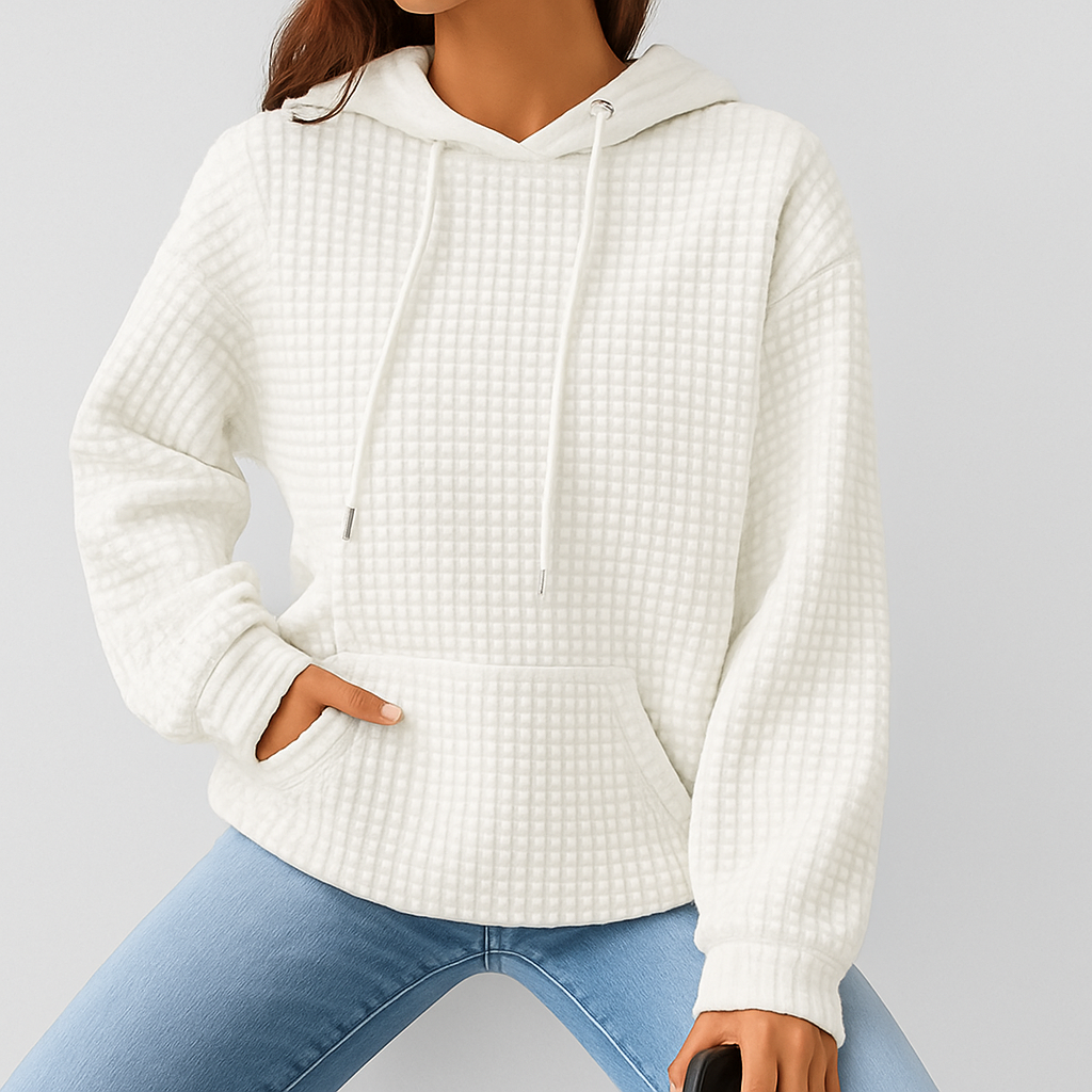 Plus Size Hoodie - Structured knit with drawstring and relaxed fit