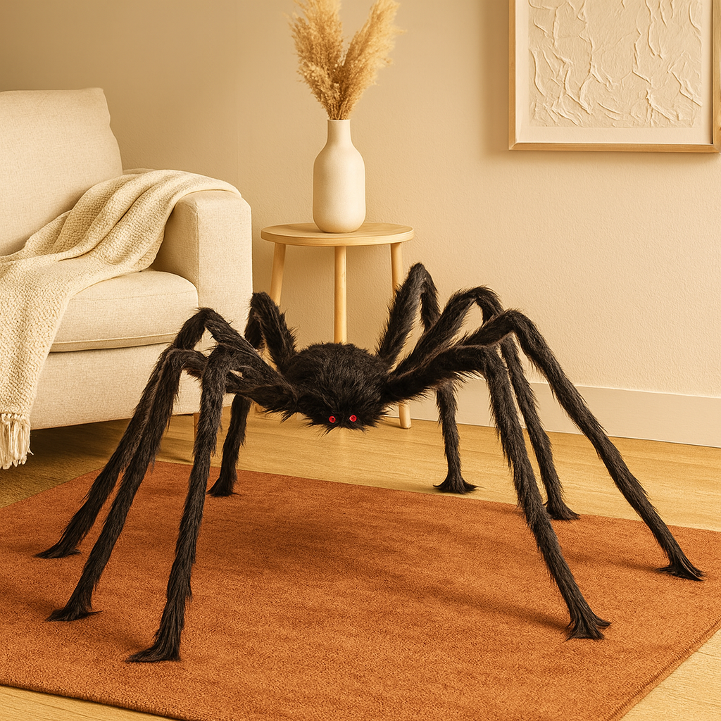 Giant Dark Crawl Spider, 150cm – Black Halloween Decoration for Home and Garden