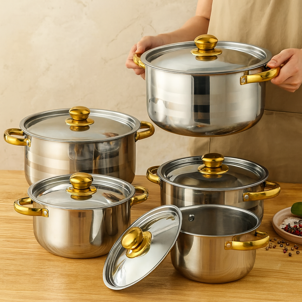 Lucien | 5-Piece Nonstick Stainless Steel Cookware Set