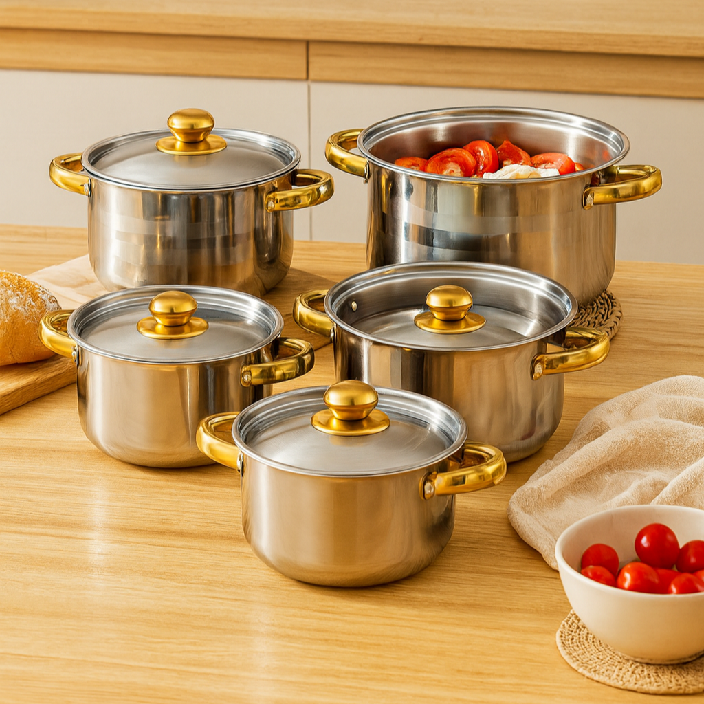 Lucien | 5-Piece Nonstick Stainless Steel Cookware Set