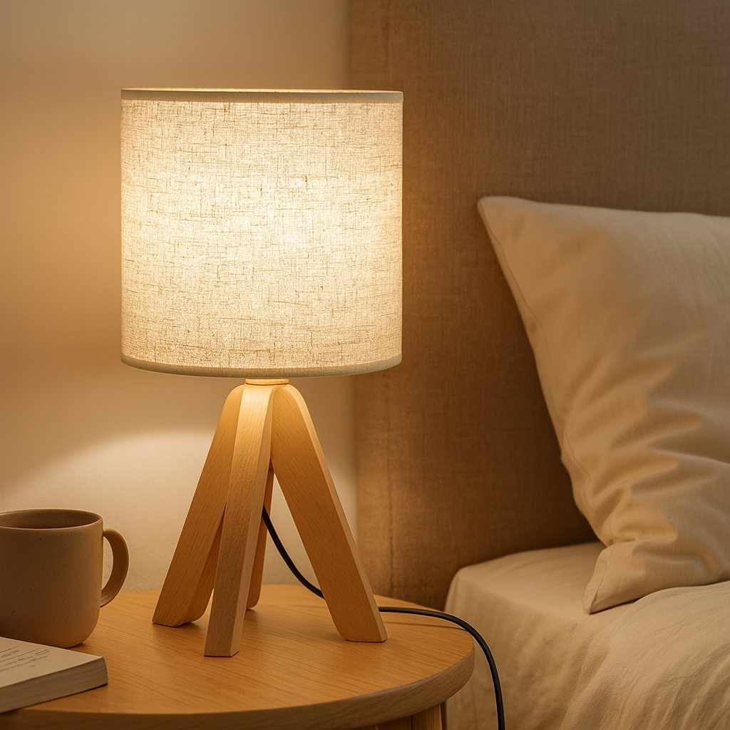 Clearest | Modern wooden lamp with linen shade