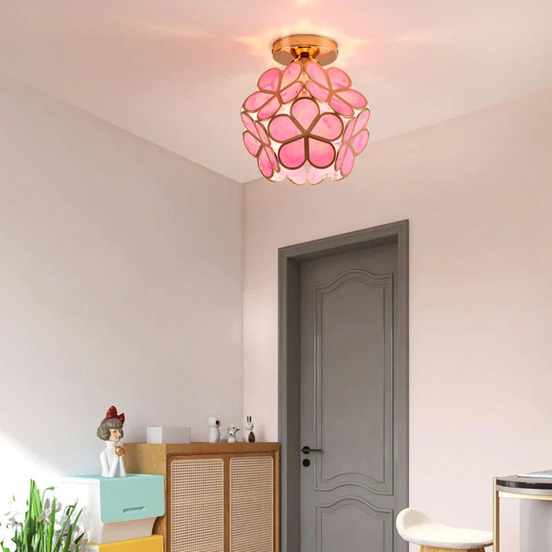 Ethereal Blossom - A ceiling lamp decorated with crystal leaves