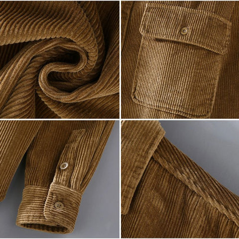 Ivan - Long Sleeve Velvet Shirt with Pocket