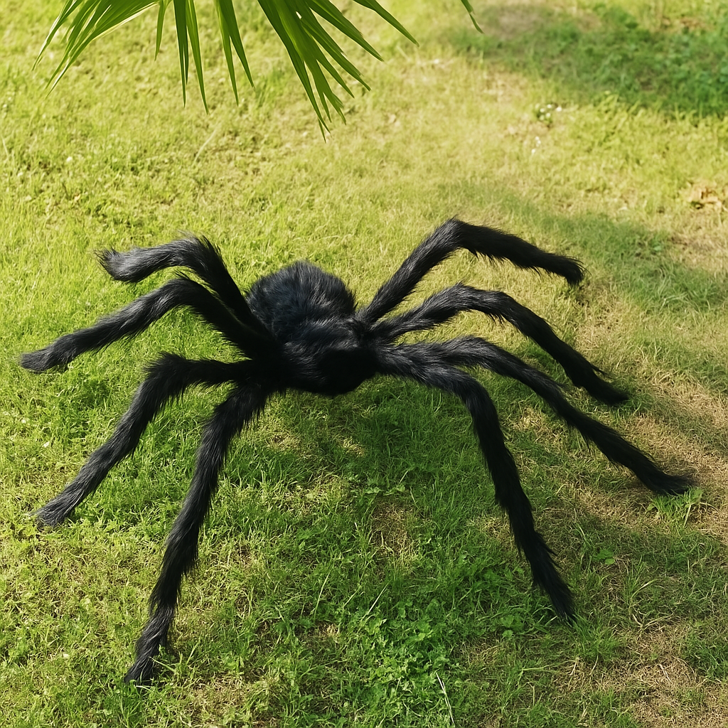 ダーククロール巨大クモ 150 cm – 家庭や庭に飾る黒のハロウィンデコレーション