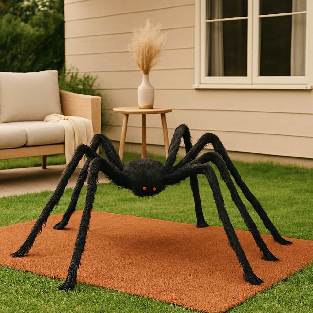 ダーククロール巨大クモ 150 cm – 家庭や庭に飾る黒のハロウィンデコレーション