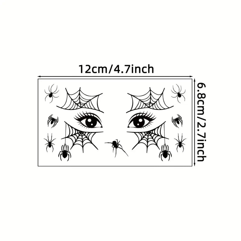 Dark Aura | 10-Pack Halloween Fake Tattoos – Black Spider Web Design for Face, Arm, or Party Decorations