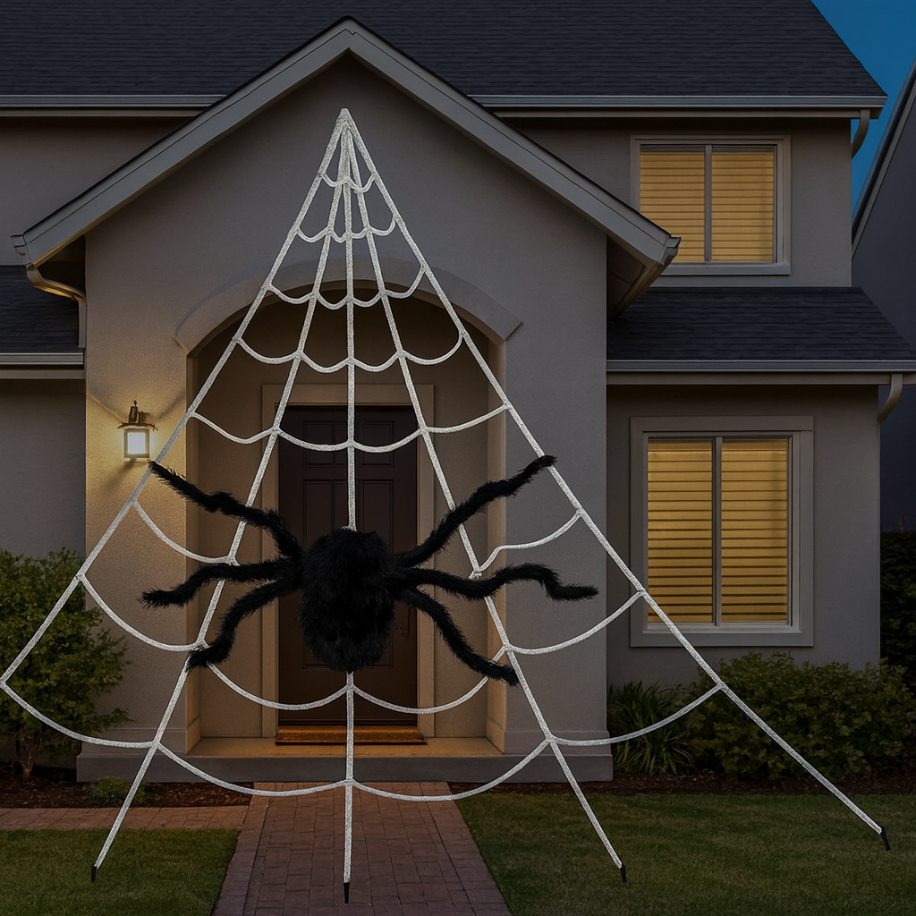 ダークウィーブ巨大クモの巣 16フィート – 庭やパティオ用のハロウィン屋外装飾