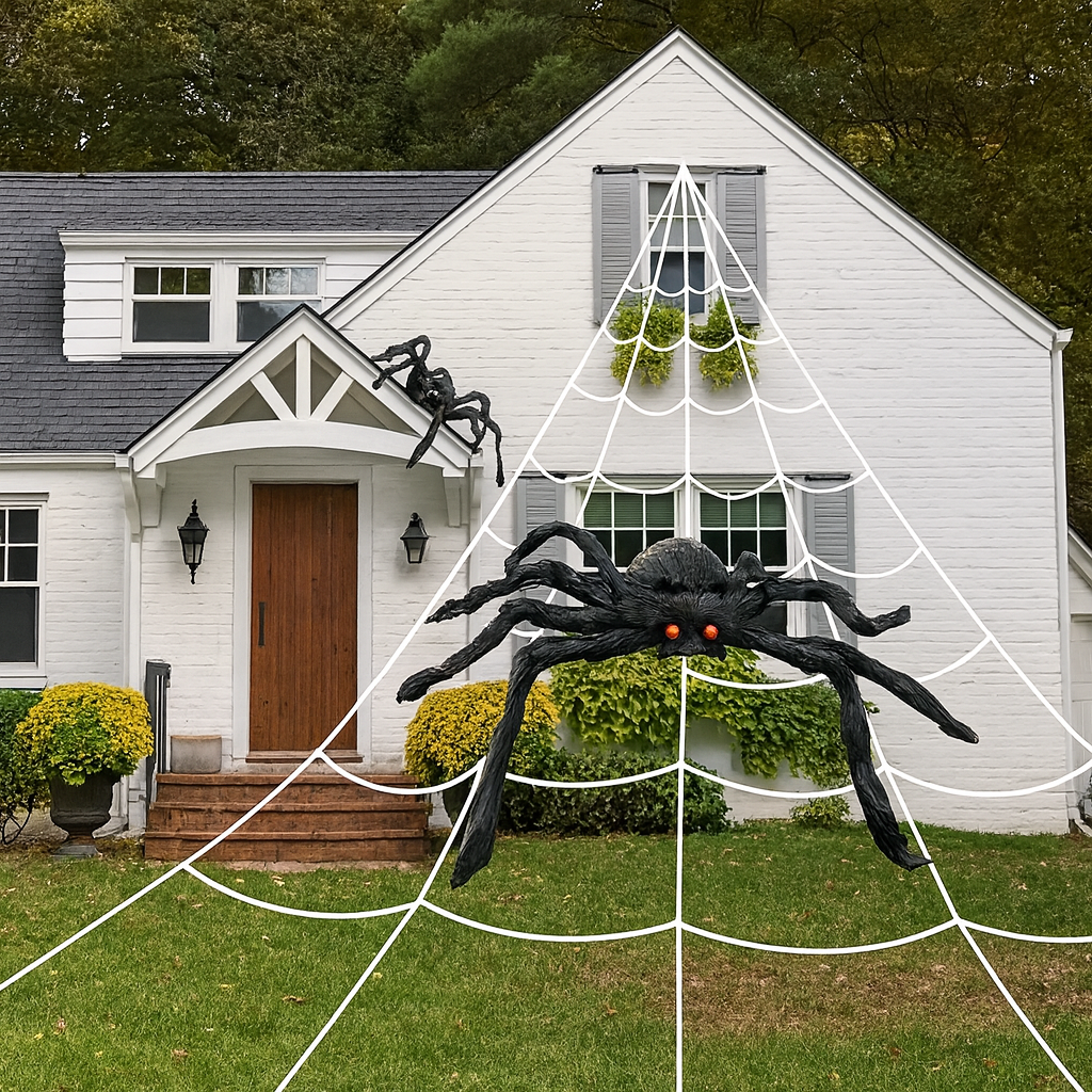 ダークウィーブ巨大クモの巣 16フィート – 庭やパティオ用のハロウィン屋外装飾