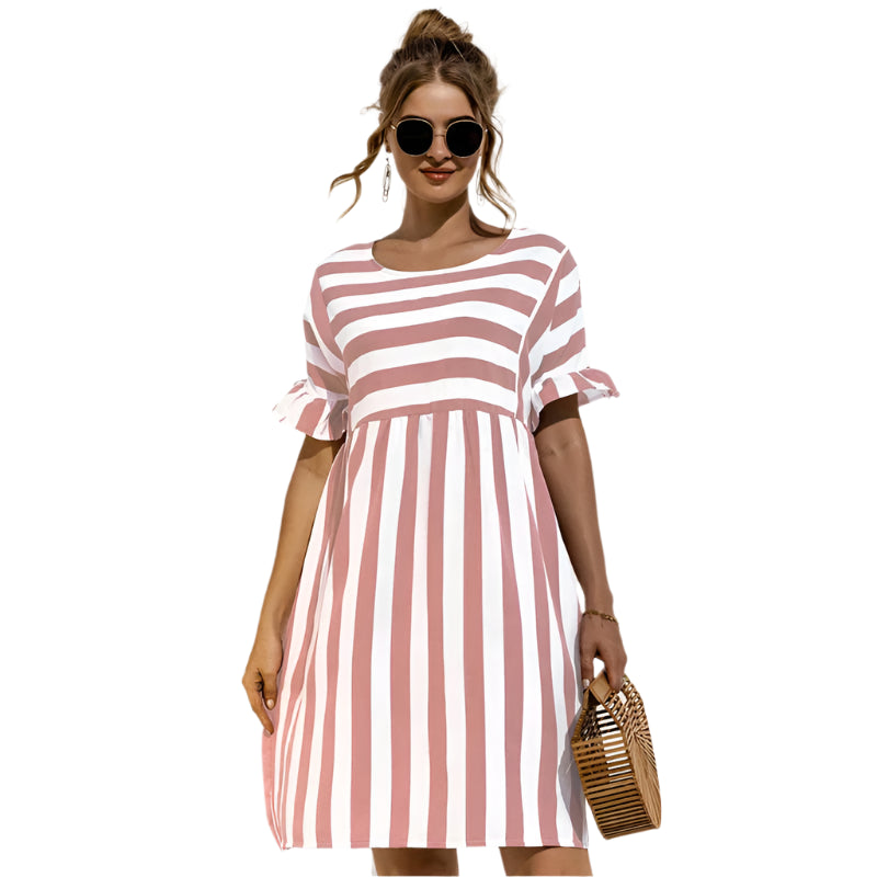 Aaliyah - Striped short sleeve dress