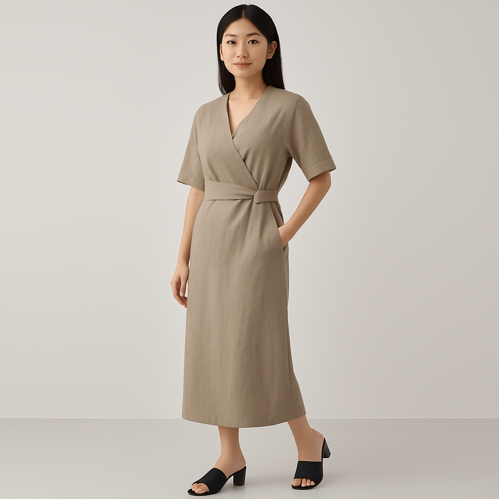 Erica Cotton and Linen Wrap Dress