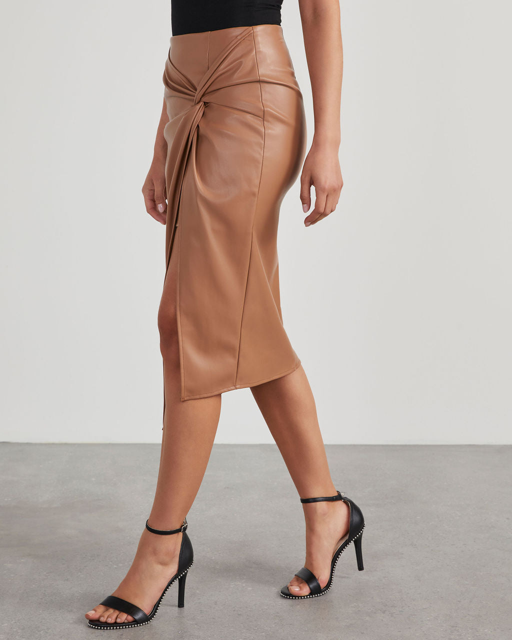 Julie - Women's Leather Skirt with Slit