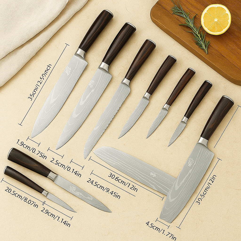 Restaurateur | 10-Piece Kitchen Knife Set with Wooden Handle Block