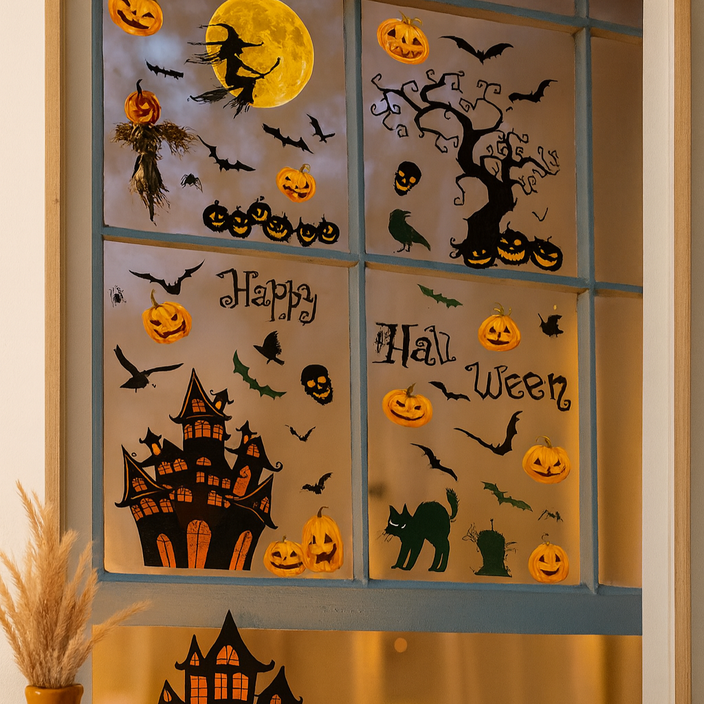 グロモーラ| コウモリとスケルトンのハロウィンウィンドウステッカーセット